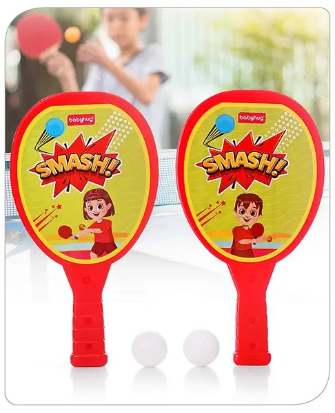 Babyhug Junior Plastic Racket Set - Red