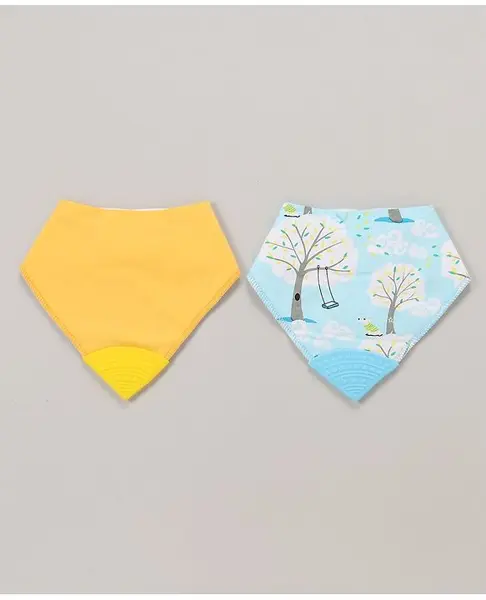 Animal Print Bib with Teether Pack of 2 (Colour & Print May Vary)