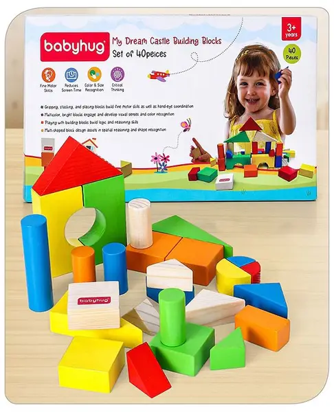Babyhug My Dream Castle Building Blocks Set Of 40 Pieces - Multicolour