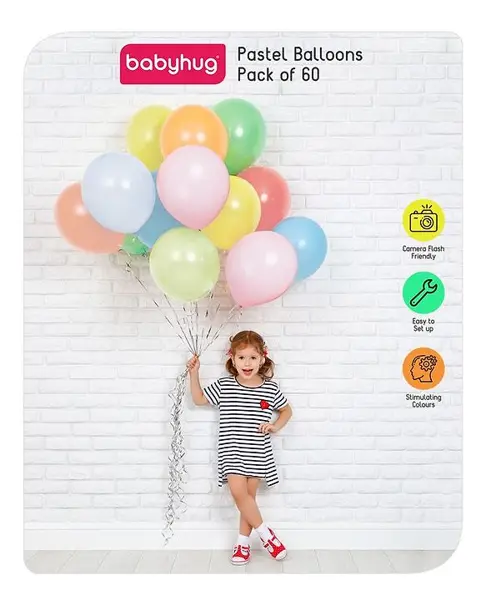 Babyhug Pastel Balloons Multicolour - Pack of 60