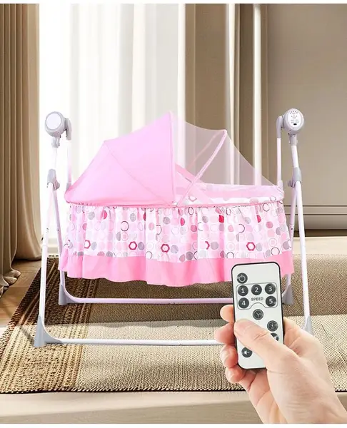 Babyhug Beryl Electronic Auto Swing Cradle With Remote Control - Pink