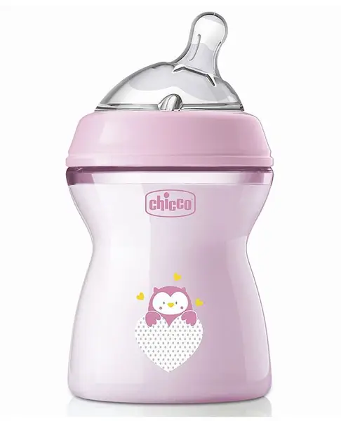 Chicco Natural Feeling Feeding Bottle with Medium Flow Nipple Pink - 250ml