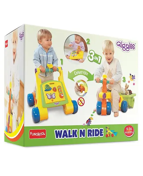 Giggles Manual Push 3 In 1 Walk Ride Sit & Play Ride On - Mutlicolour