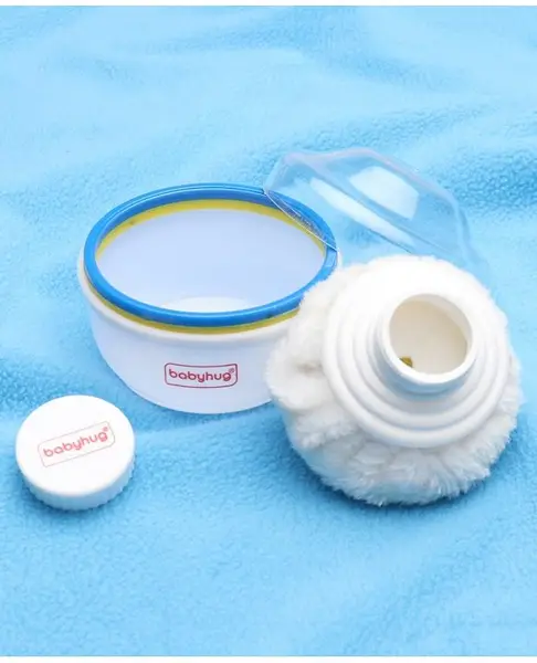 Babyhug Soft Powder Puff with Built-In Storage Case  White & Pink
