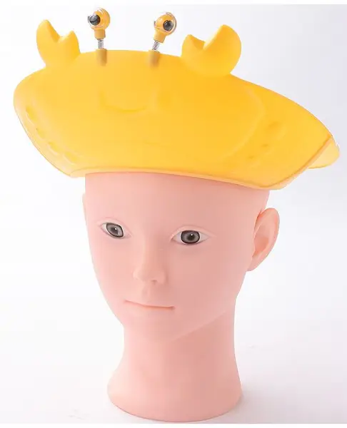 Babyhug Silicone Crab Face Baby Shower Cap - Yellow