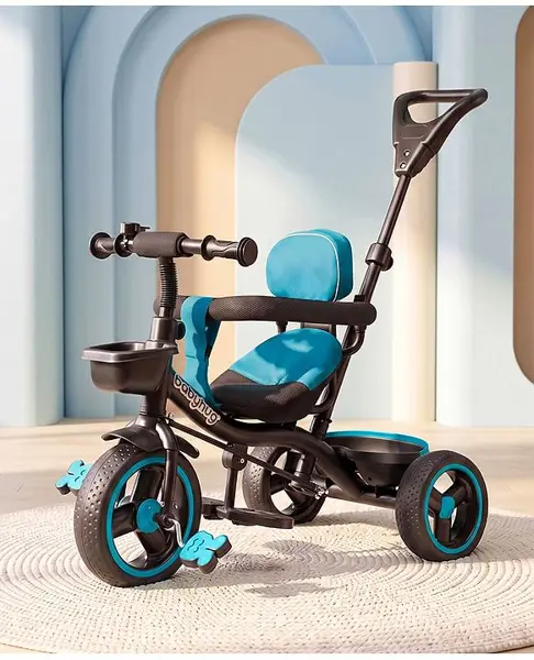 Babyhug Stalwart Plug & Play Tricycle with Seat Cover - Teal Blue
