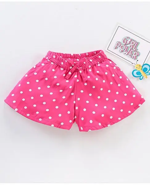 Babyhug Mid Thigh Length Shorts Polka Print - Pink
