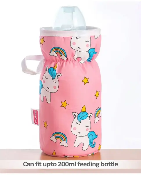 Babyhug Bottle Cover Unicorn Print Medium Pink - Fits Upto 120 ml to 260 ml Bottle