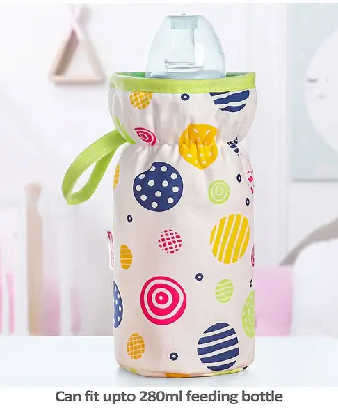 Babyhug Bottle Cover Circle Print Large White - Fits Upto 330 ml Bottle