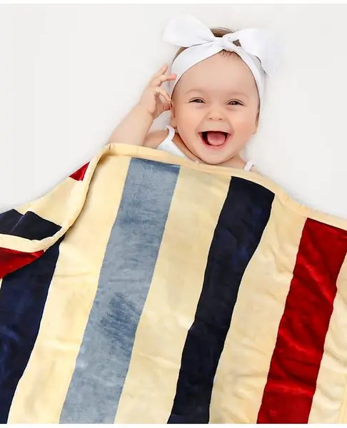 Babyhug Premium Reversible Plush Soft & Warm Double Layer Blanket Stripes - Multicolor