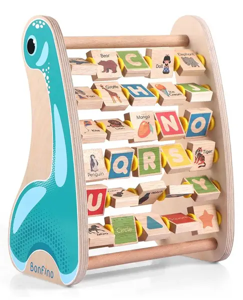 Bonfino Wooden Montessori Educational Alphabet & Abacus Toy - Multicolour