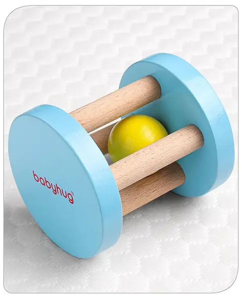 Babyhug Wooden Rolling Rattle Toy - Multicolour