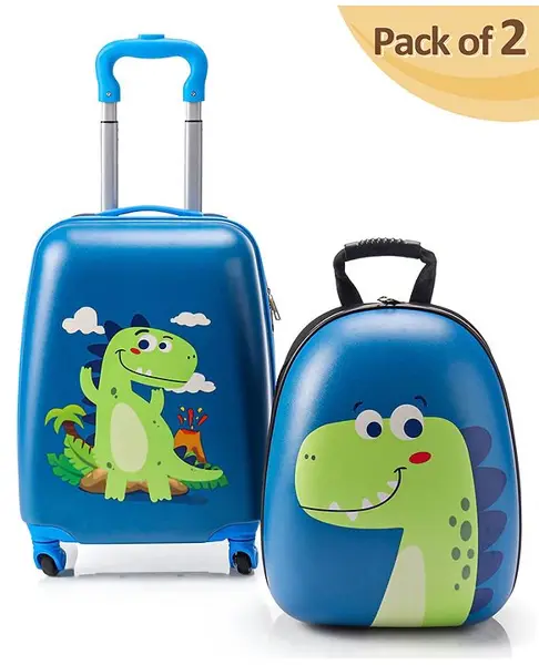 Kids Travel Suitcase Trolley Bag with Wheels - 18 inch lugguage & 15 Inch Backpack