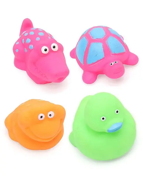 Circle E Itoys Squeezeable Water Animal Bath Toys Set of 4 (Colour & Design May Vary)
