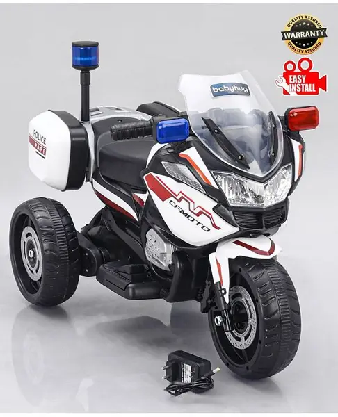 Babyhug Battery Operated Three Wheel Ride On Bike - White
