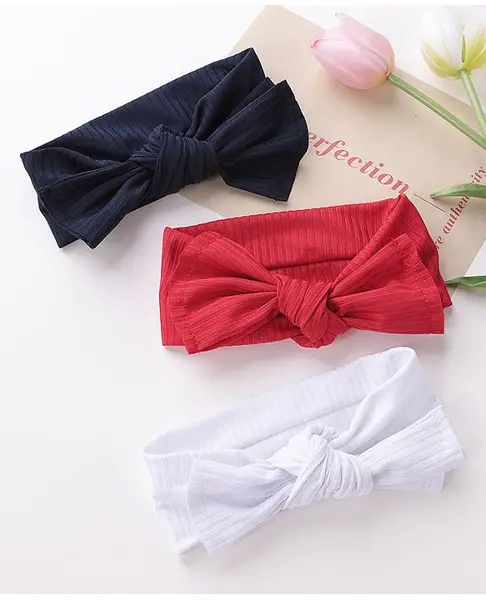 Babyhug Free Size Head Band with Bow Applique  Set of 3 - Red White & Black