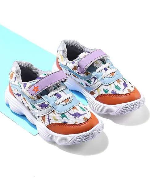 Cute Walk by Babyhug Sports Shoes With Velcro Closure Dino Print - Orange