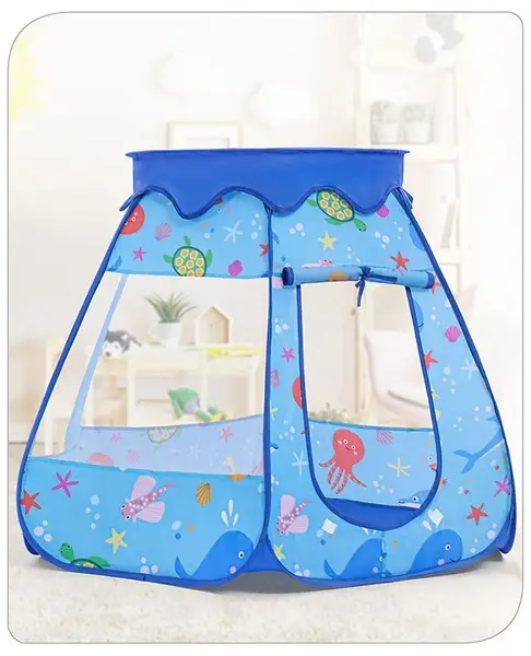 Babyhug Foldable Pop-Up Play Tent House Aquatic Theme - Blue