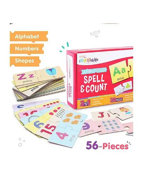 Intelliskills Learn With Puzzles Spell & Count Puzzles - 56 Pieces
