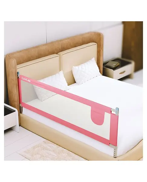 LuvLap Bed Rail Guard for Baby/Kids Safety  180cm x 72cm  Portable & Foldable  Adjustable Height  Fits All Bed Sizes  Pink (No Print)