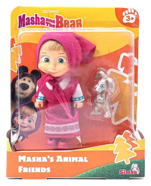 Masha And The Bear With Her Rabbit Friend Multicolour - Height 12 cm