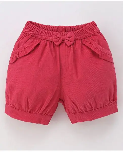 Wonderchild Solid Bow Applique Shorts - Red