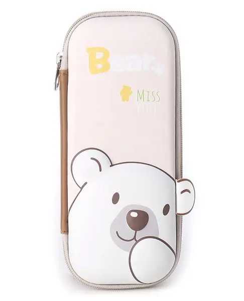 Bear Face 3D EVA Pencil Pouch - Pink
