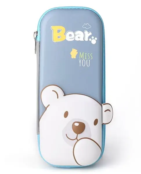 Bear Face  3D EVA Pencil Pouch - Blue