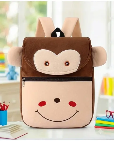 Babyhug Monkey Faced Soft Toy Bag  Multicolour - 13 Inches
