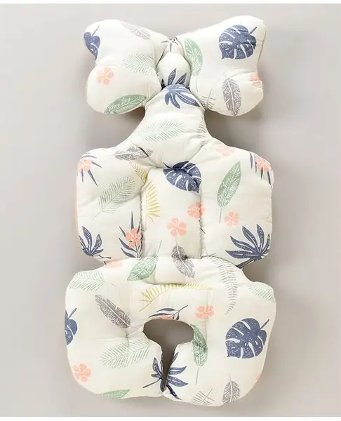Babyhug Stroller Cushion Leaf Print - White