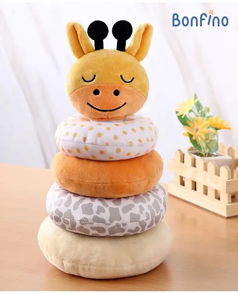 Bonfino 5 Pcs Plush Giraffe Stacking Ring Toy