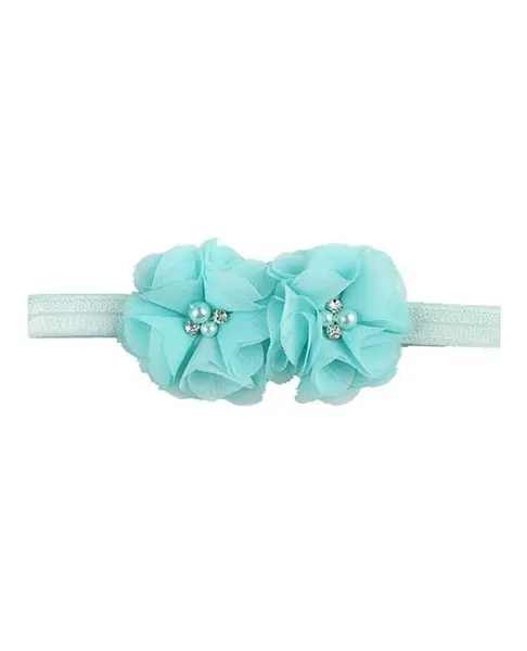 Bhoomi Collection Flower Applique Embellished Headband - Mint Green