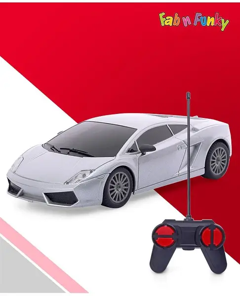 Remote Control 1:24 Scale Battery Operated Silver Racing Car