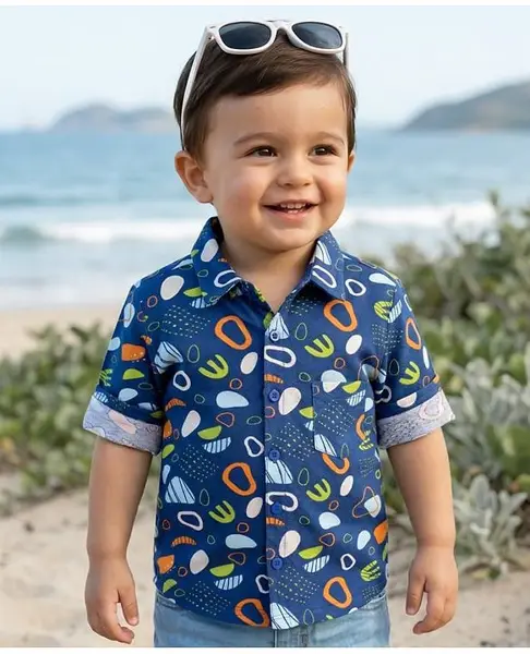 Babyoye 100% Cotton Full Sleeves Printed Shirt with Eco-Jiva Finish - Blue