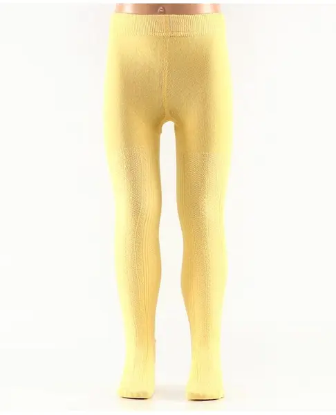 Mustang Full Length Cotton Footed Tights Solid Design - Yellow