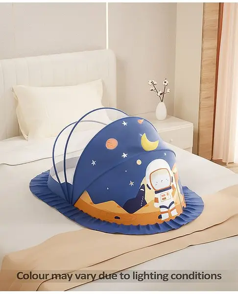 Babyhug  Foldable Printed Mosquito Net Small Size Astronaut Theme- Blue
