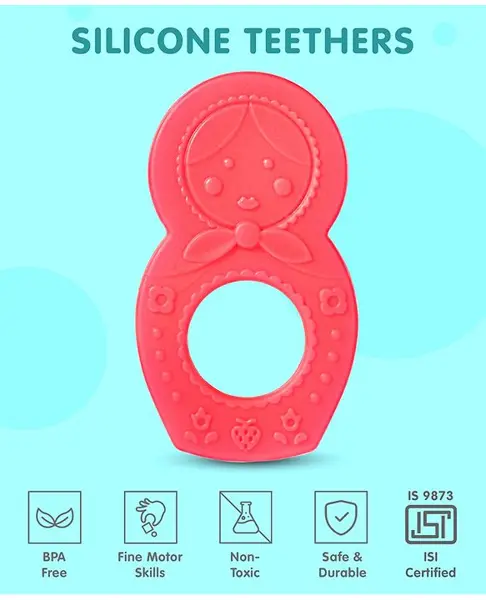 Doll Shape Silicone Teether - Pink