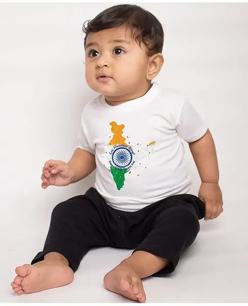 KNITROOT Independence Theme Half Sleeves Let Freedom Ring Printed Tee - White