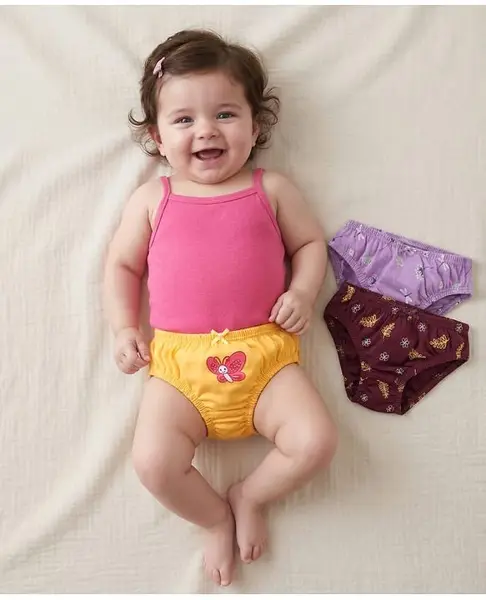 Babyoye Eco Conscious Cotton Knit Panties Butterfly Print Pack Of 3 - Multicolour