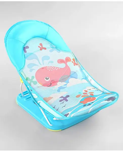 Babyhug Anti Slip Baby Bather with Aqua Print- Blue