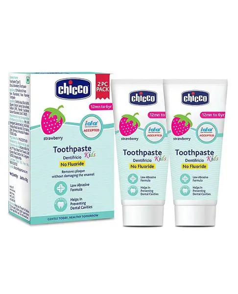 Chicco Dentifricio Strawberry Flavour Toothpastes Pack of 2 - 50 g each