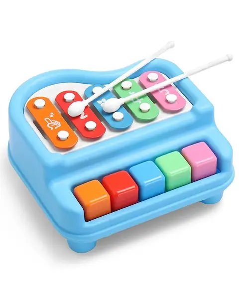 Xylophone Cum Piano with 5 Multicolored Keys- Blue