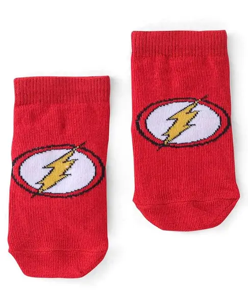 Cute Walk by Babyhug Terry Knit Ankle Length Anti Bacterial Socks Flash Logo Design - Red