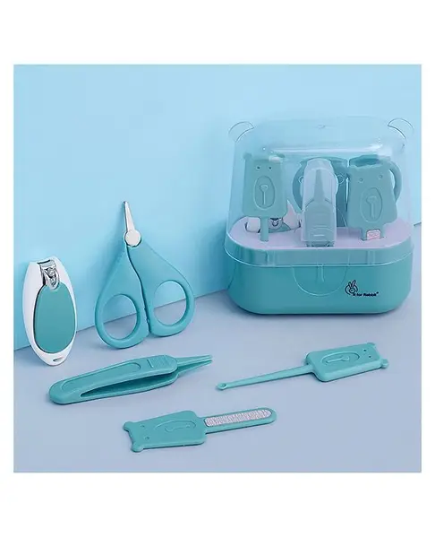 R for Rabbit Stylo Teddy New Born Baby 5 in1 Nail Grooming Kit for Baby Manicure Set with Kids Nail Cutter Tweezer  Filer  Ear Pick and Scissors(Blue)