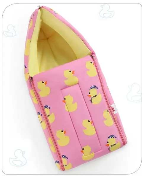 Babyhug Cotton Sleeping Bag Duck Print- Pink