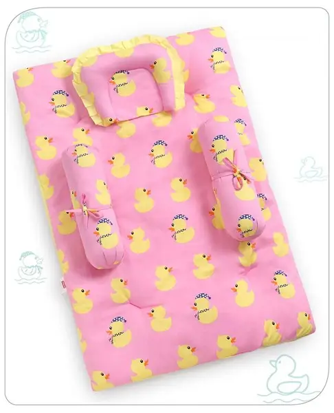 Babyhug Cotton Bedding Set Duck Print- Pink