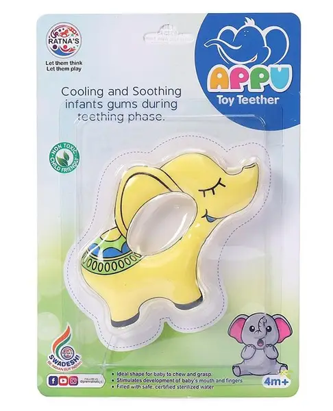 Ratnas Appu Elephant Shaped Water Filled Teether- Multicolor