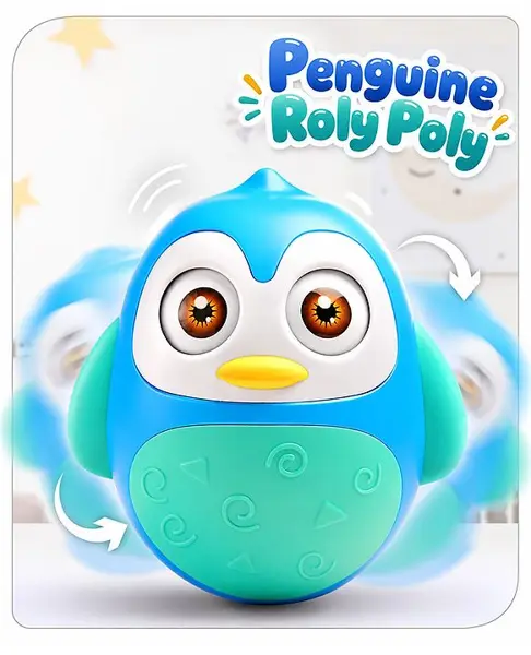 Babyhug Penguin Musical Roly Poly Toy -Blue