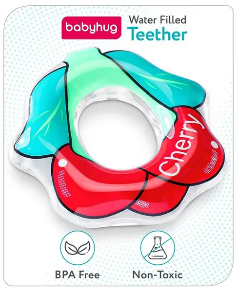 Babyhug Water Filled PVC Cherry Shape Teether- Red & Green