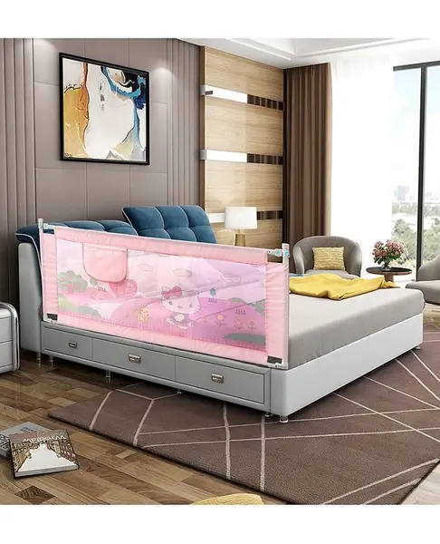 Kitty Print Bed Guard & Rail for Baby Safety 1.5 Meter- Pink